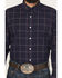 Image #3 - Wrangler X Cody Johnson Men's Plaid Print Long Sleeve Button-Down Western Shirt, Navy, hi-res