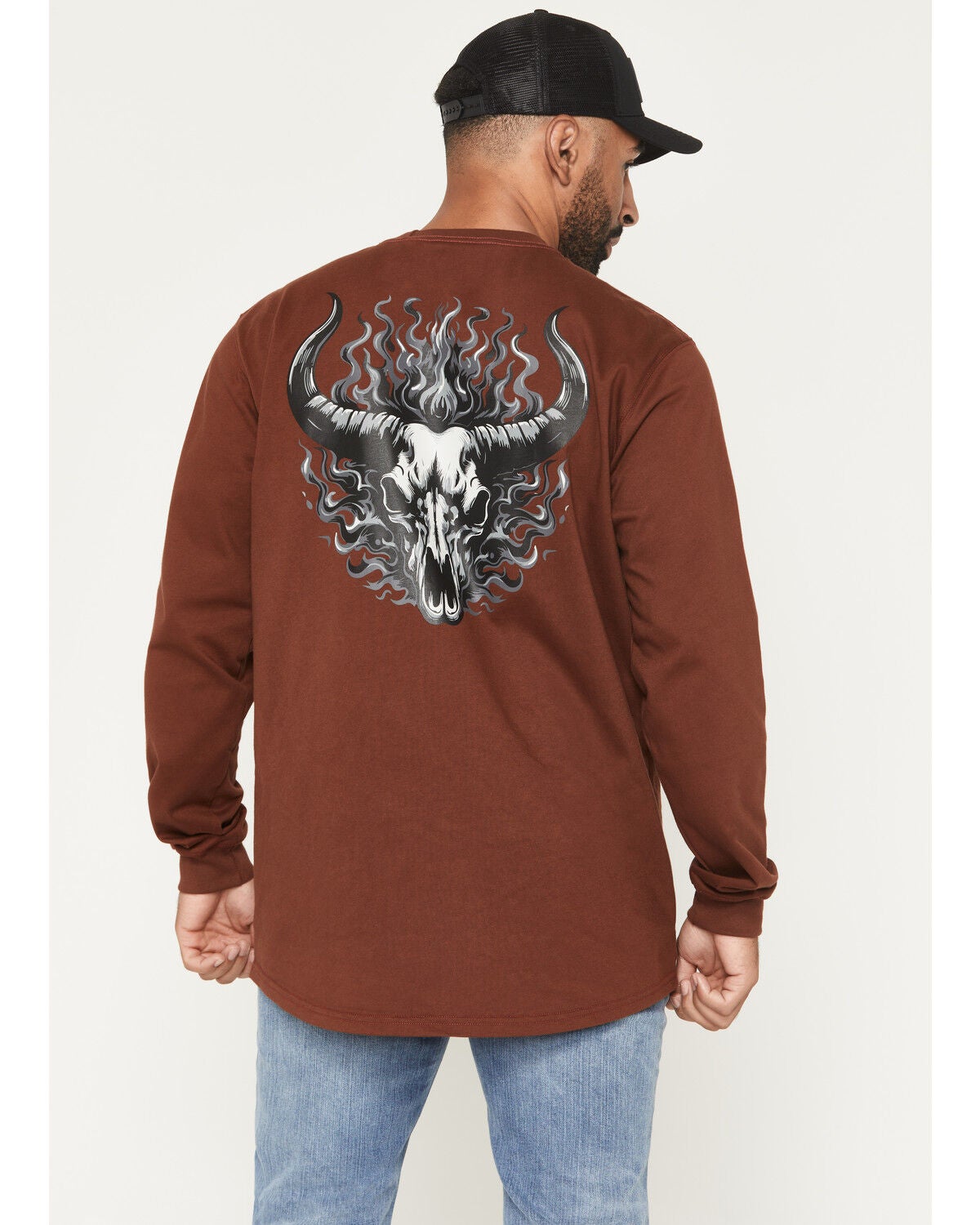 Cody James Men's FR Bull Solid Long Sleeve Work T-Shirt, Burgundy, hi-res