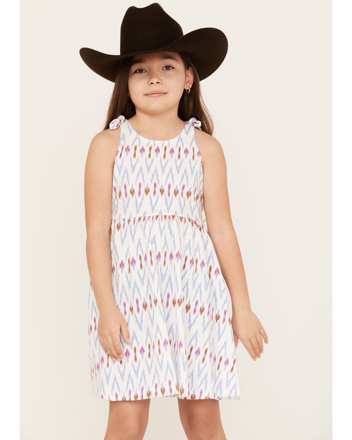 Image #1 - Shyanne Girls' Ikat Print Mini Dress, White, hi-res