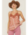Image #1 - Miss Me Women's Medallion Print Lace Trim Cami, Rust Copper, hi-res