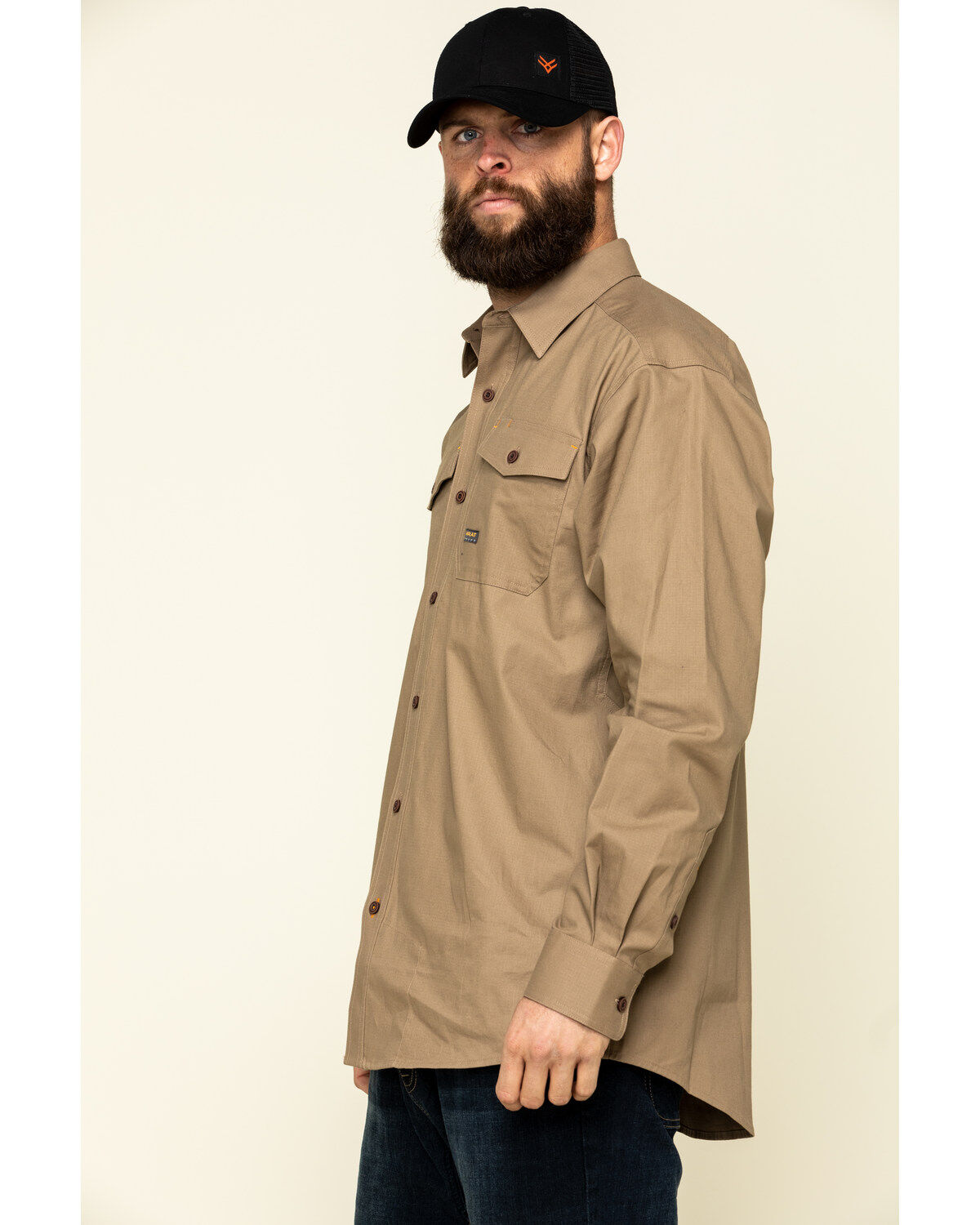 Image #3 - Ariat Men's Khaki Rebar Made Tough Durastretch Long Sleeve Work Shirt, , hi-res