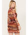 Rock & Roll Denim Women's Mesh Printed Long Sleeve Dress, Rust Copper, hi-res