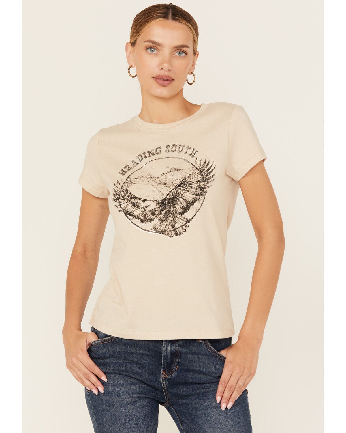 Shyanne Women's Heading South Short Sleeve Graphic Tee, Natural, hi-res