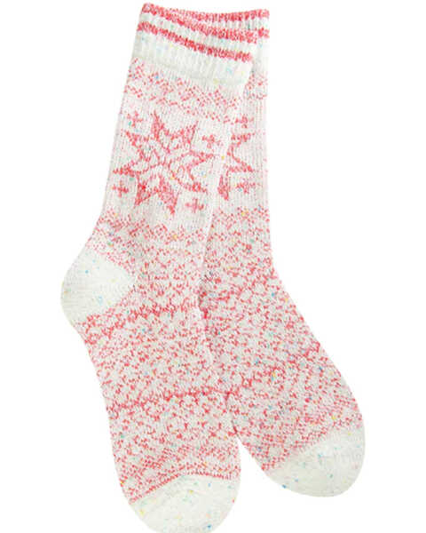World's Softest Women's Weekend Holiday Confetti Crew Sock, Red, hi-res