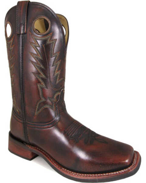 Smoky Mountain Men's Landry Brush Off Leather Western Boots - Square Toe, Chocolate, hi-res