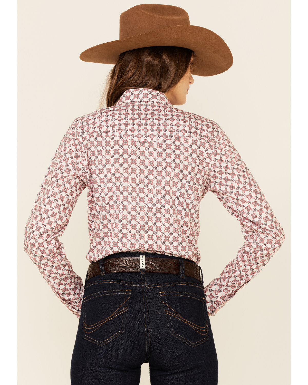 Image #4 - Cinch Women's Pink Geo Print Long Sleeve Snap Western Core Shirt, Pink, hi-res