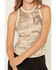 Image #3 - Shyanne Women's Newspaper Rib Knit Graphic Tank Top, Natural, hi-res