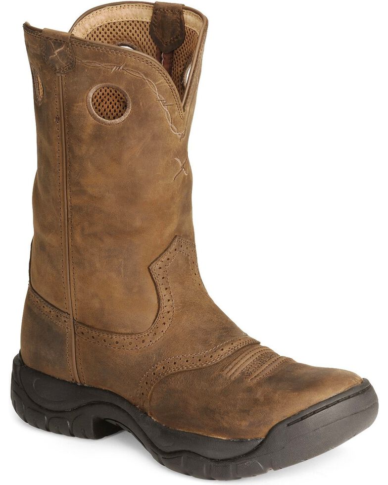 Twisted X Men's Brown All Around Barn Boots - Round Toe, Distressed, hi-res