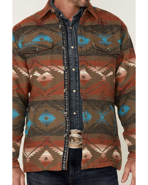 Scully Men's Southwestern Print Button-Doiwn Heavy Shirt Jacket, Olive, hi-res