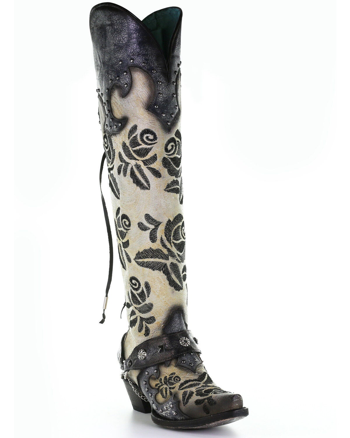 Corral Women's Rose Embroidery Western Boots - Snip Toe