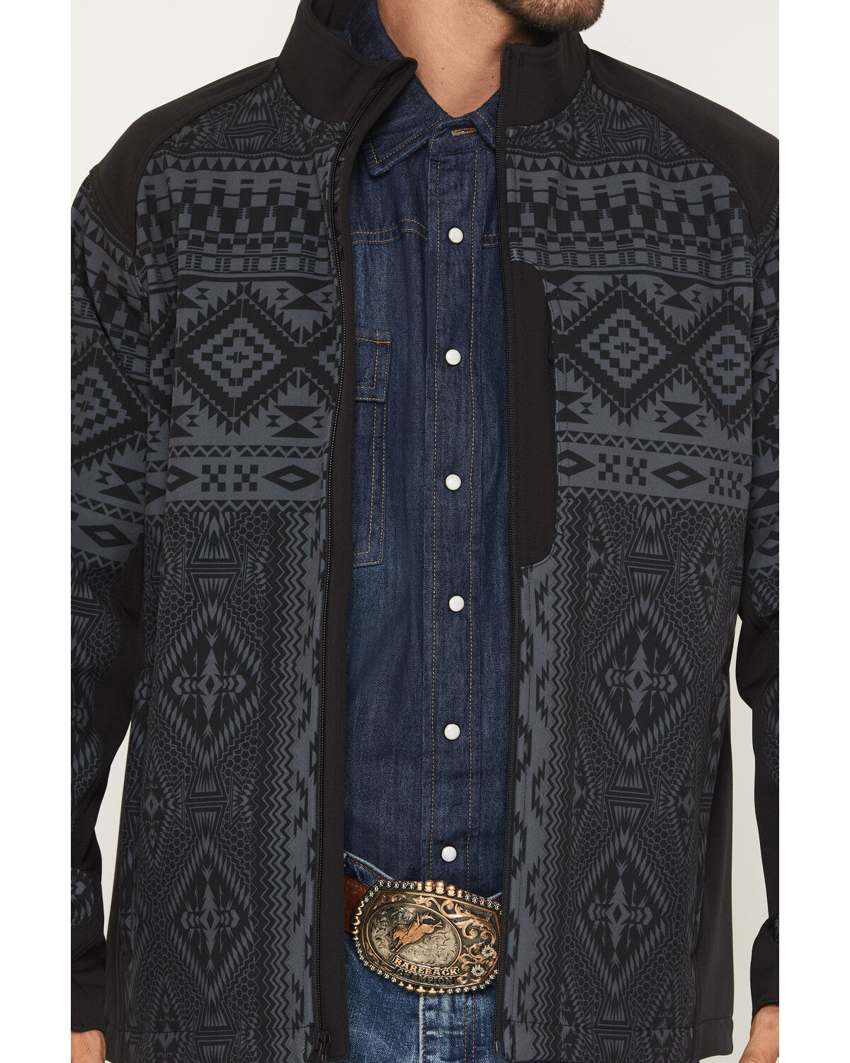 Image #3 - RANK 45® Men's Quintana Southwestern Print Softshell Jacket, Charcoal, hi-res