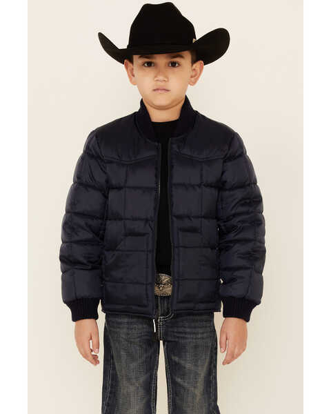 Roper Boys' Price Point Navy Poly Fill Zip-Front Jacket , Navy, hi-res