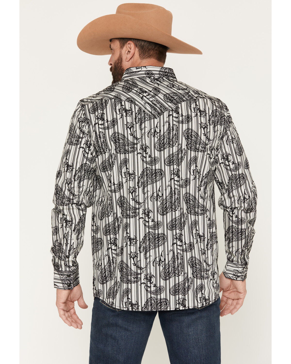 Image #4 - Moonshine Spirit Men's Tap Room Paisley Print Long Sleeve Snap Western Shirt, Cream, hi-res