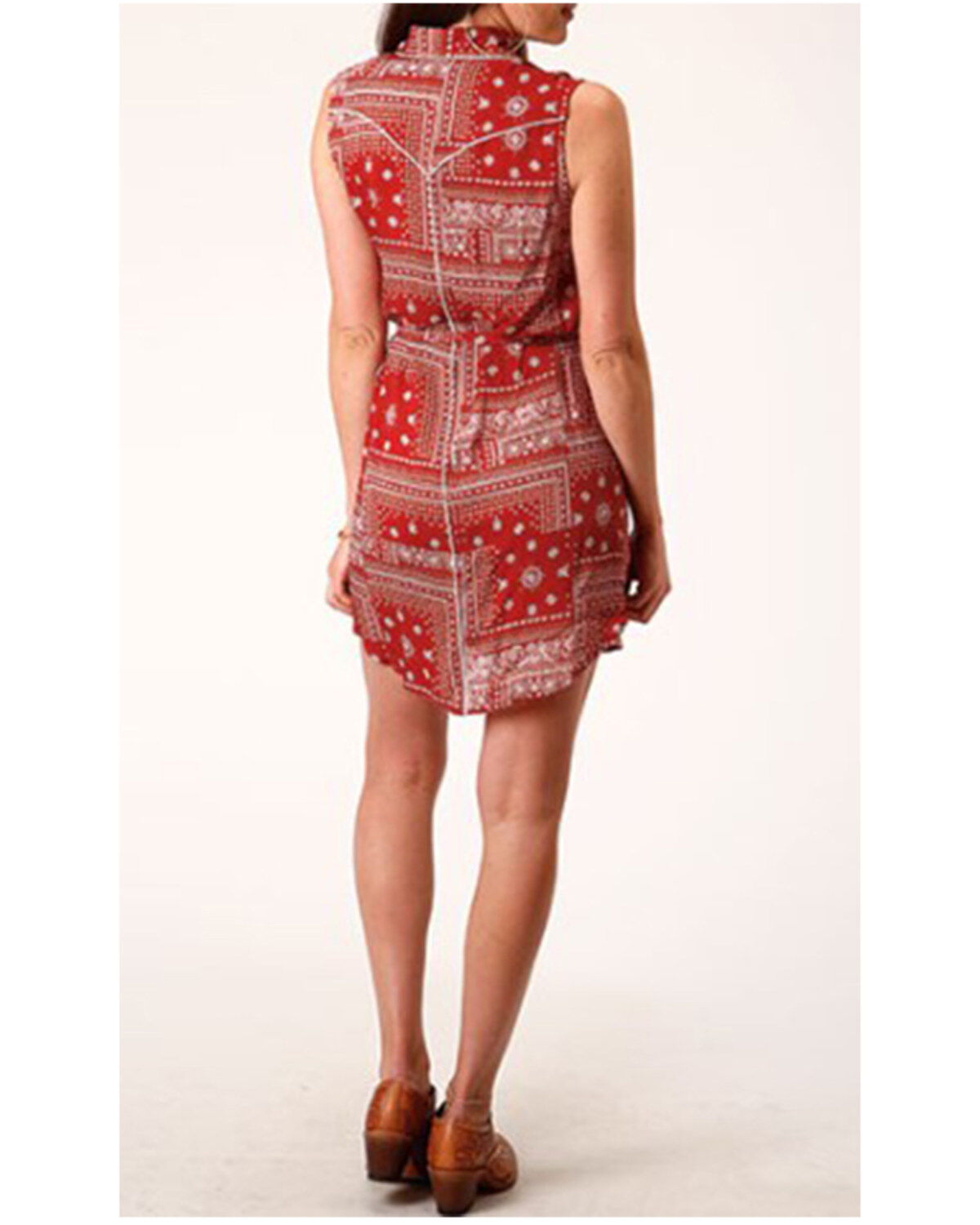 Image #2 - Stetson Women's Bandana Print Sleeveless Shirt Mini Dress, Red, hi-res