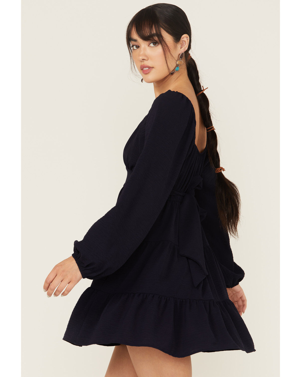 Product Name:  La La Land Women's Boot Barn Exclusive Solid Long Sleeve Mini Dress