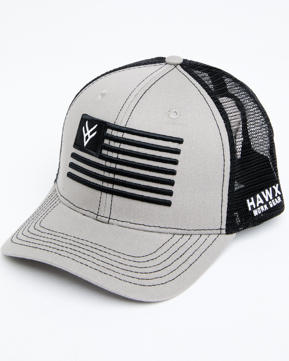 Image #1 - Hawx Men's Logo American Flag Ball Cap, Grey, hi-res