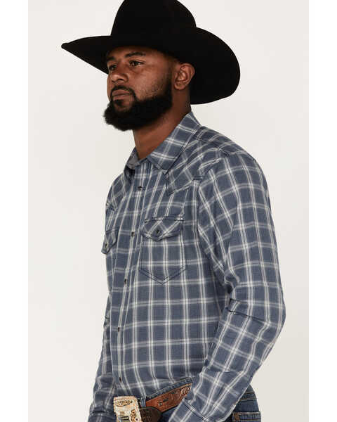 Cody James Men's Lingo Plaid Long Sleeve Snap Western Shirt, Navy, hi-res