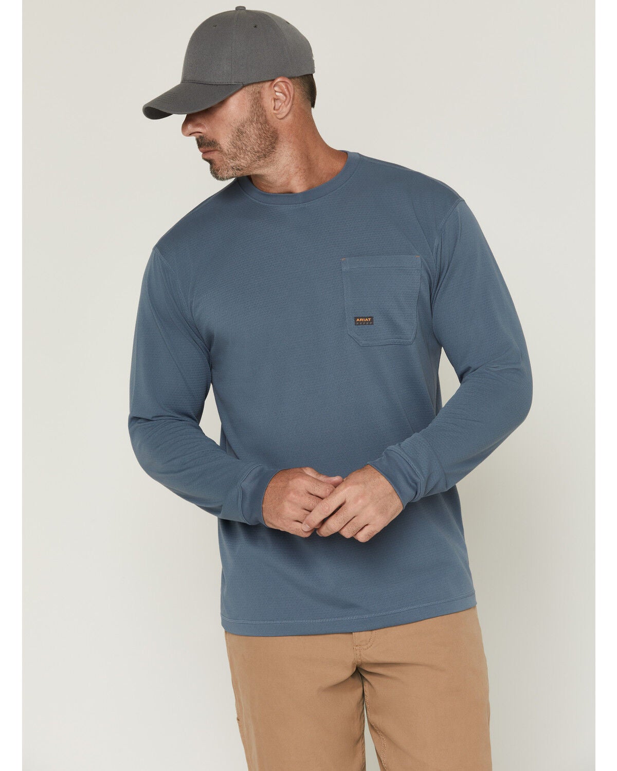 Ariat Men's Rebar Heat Fighter Long Sleeve Work Shirt, Blue, hi-res