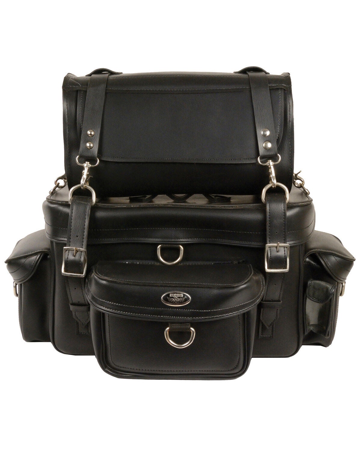 Milwaukee Leather Two Piece Touring Sissy Bar Bag, Black, hi-res