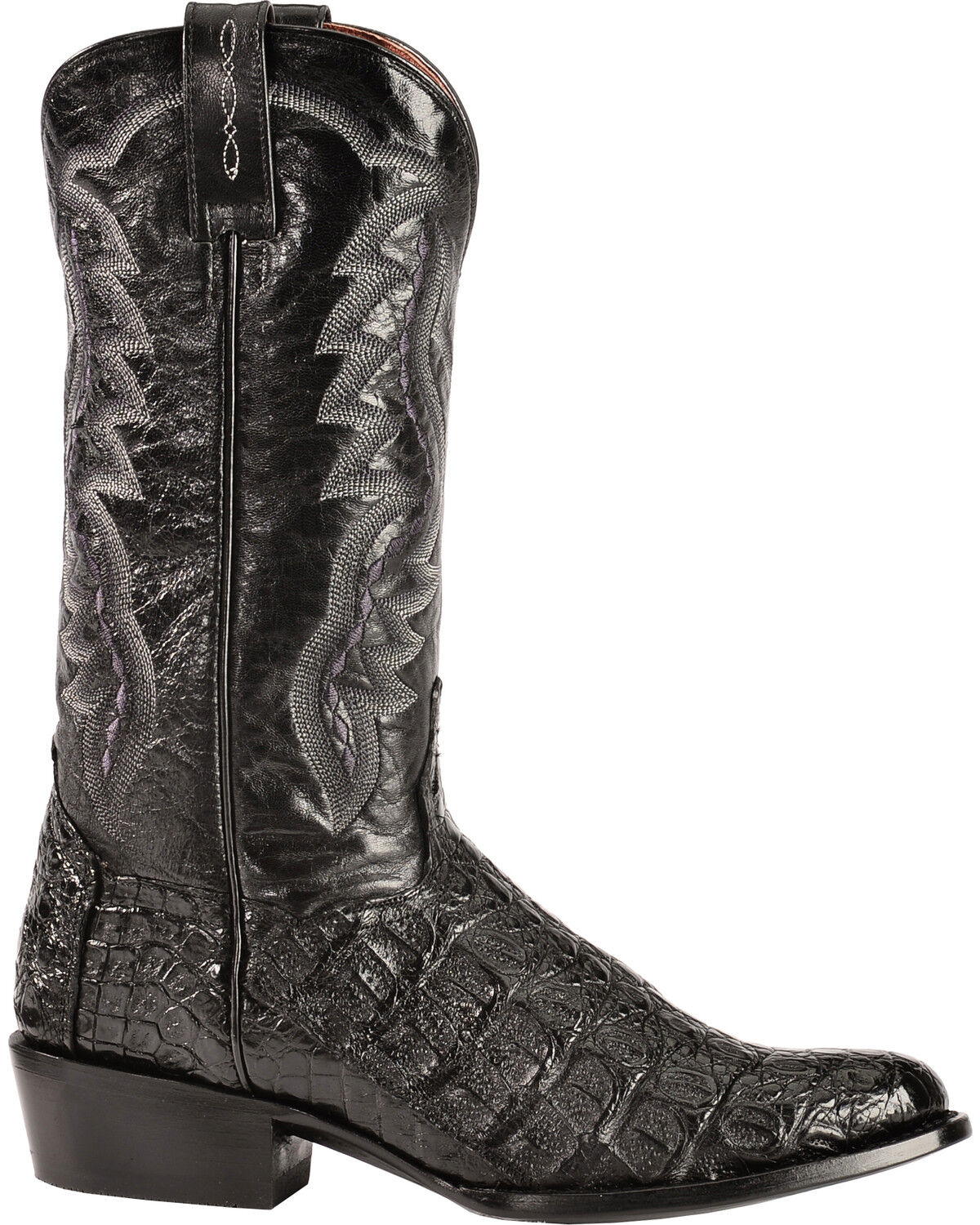 Image #2 - Dan Post Men's Flank Exotic Caiman Western Boots - Round Toe, Black, hi-res