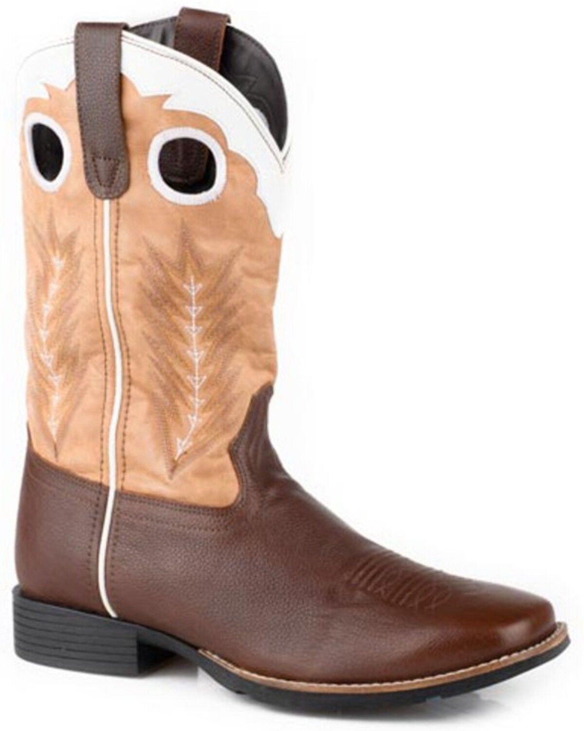 Roper Boys' James Performance Western Boots - Square Toe, Brown, hi-res