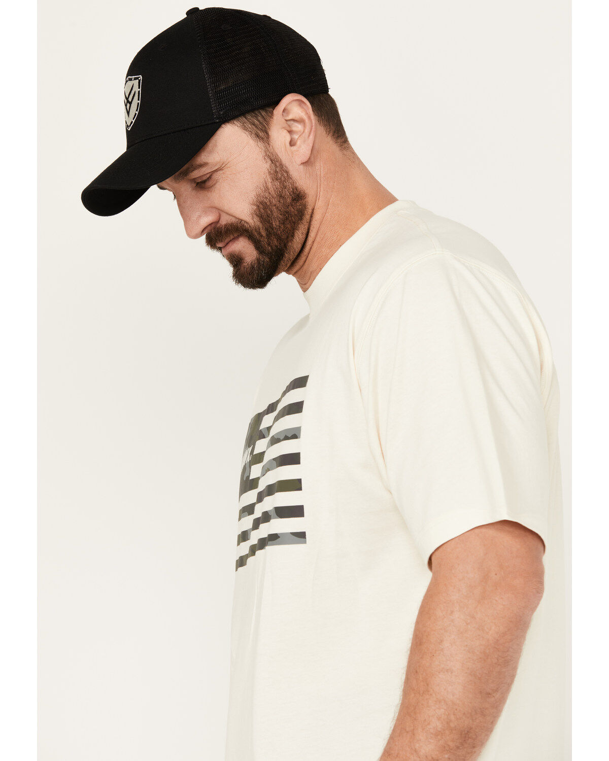 Image #2 - Hawx Men's Camo Flag Short Sleeve Graphic Work T-Shirt, Natural, hi-res