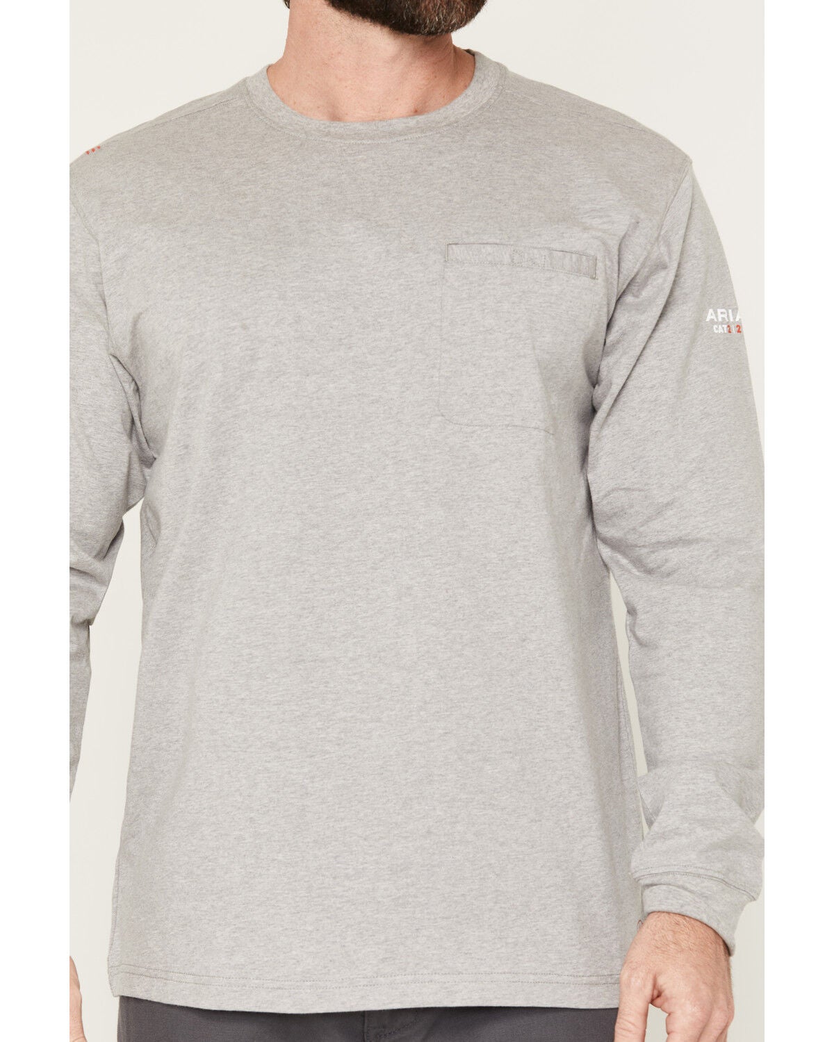 Image #4 - Ariat Men's FR Air Eagle Skull Long Sleeve Work T-Shirt, Grey, hi-res