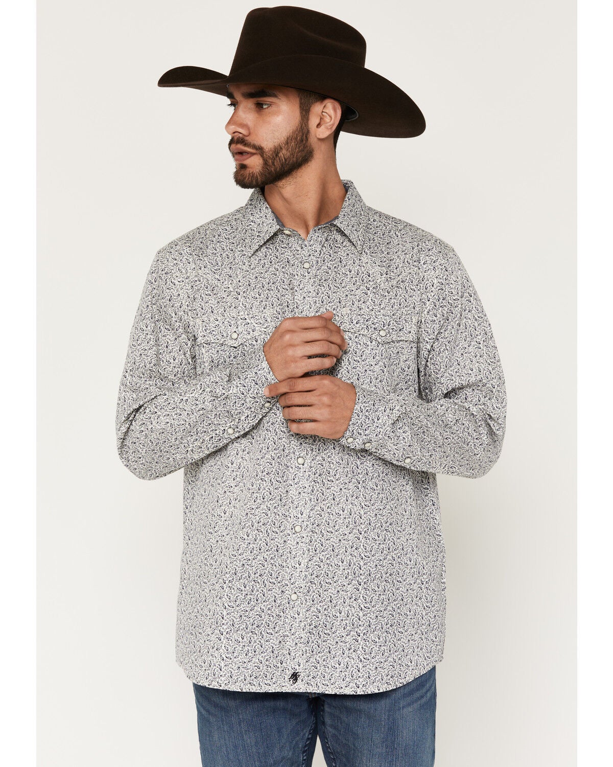 Moonshine Spirit&reg; Men's Purple Reign Paisley Print Long Sleeve Snap Western Shirt, Purple, hi-res