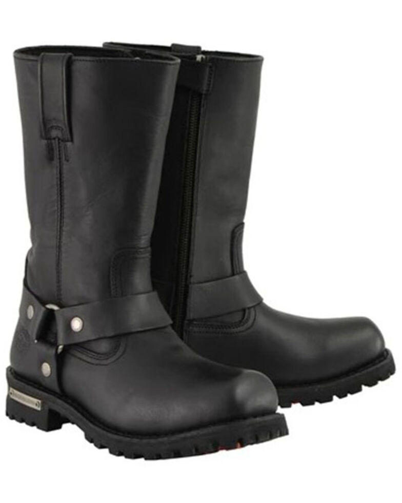 Milwaukee Leather Men's 11" Classic Harness Boots - Square Toe, Black, hi-res