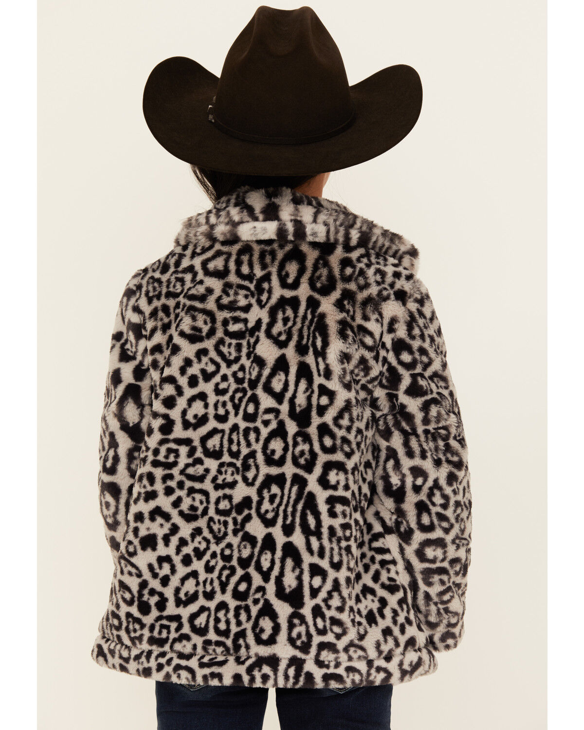 Image #4 - Urban Republic Girls' Jaguar Print Long Faux Fur Coat, Grey, hi-res