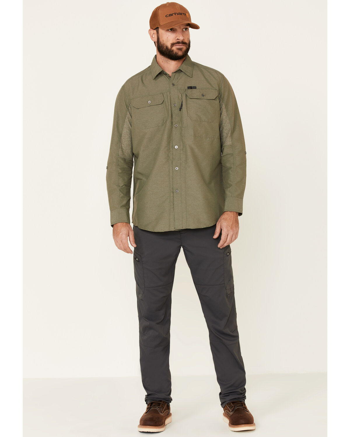 Atg by wrangler men's long sleeve mixed material shirt clearance
