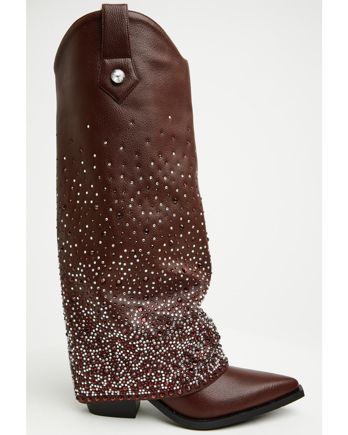 Image #2 - Azalea Wang Women's Beth Rhinestone Tall Fashion Boots - Snip Toe, Brown, hi-res