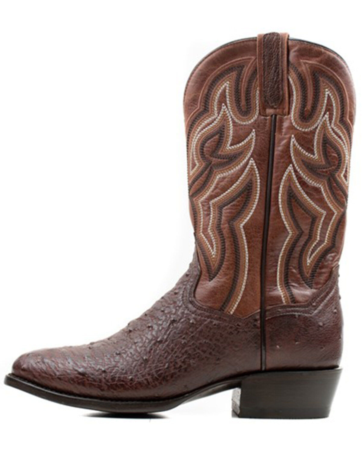 Image #2 - Dan Post Men's 12" Hand Ostrich Quill Exotic Western Boots - Round Toe, Brown, hi-res