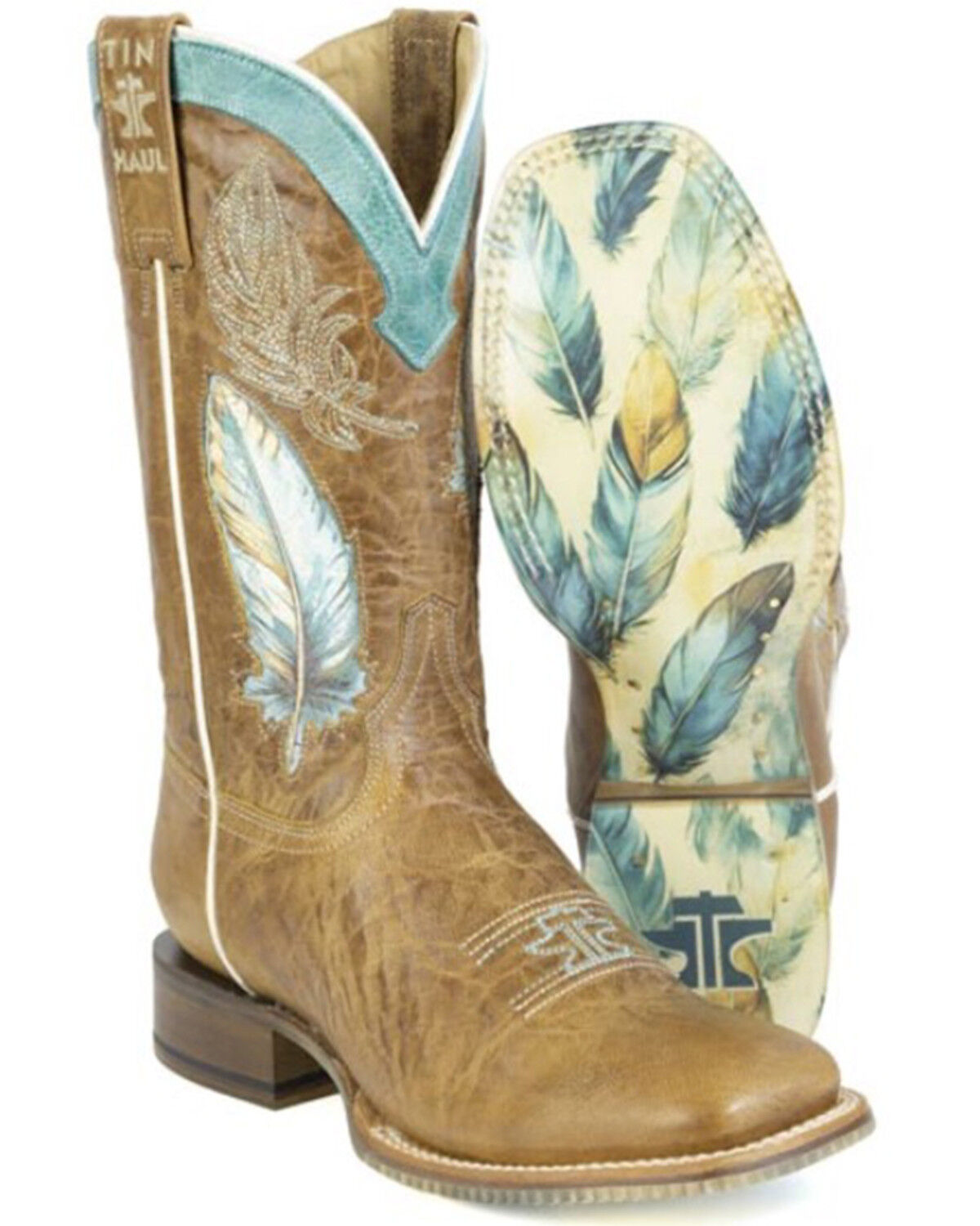 Image #2 - Tin Haul Women's Plume Western Boots - Broad Square Toe, Tan, hi-res