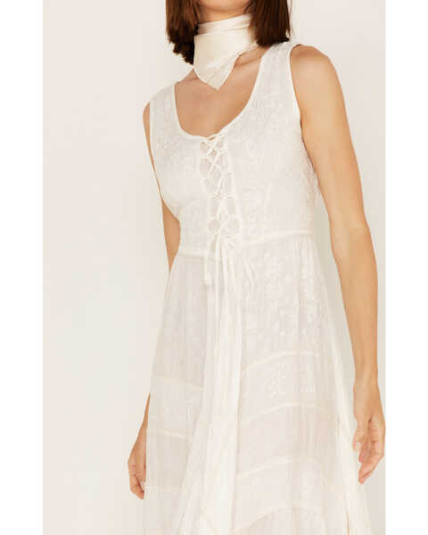 Scully Women's Lace-Up Jacquard Dress, Ivory, hi-res