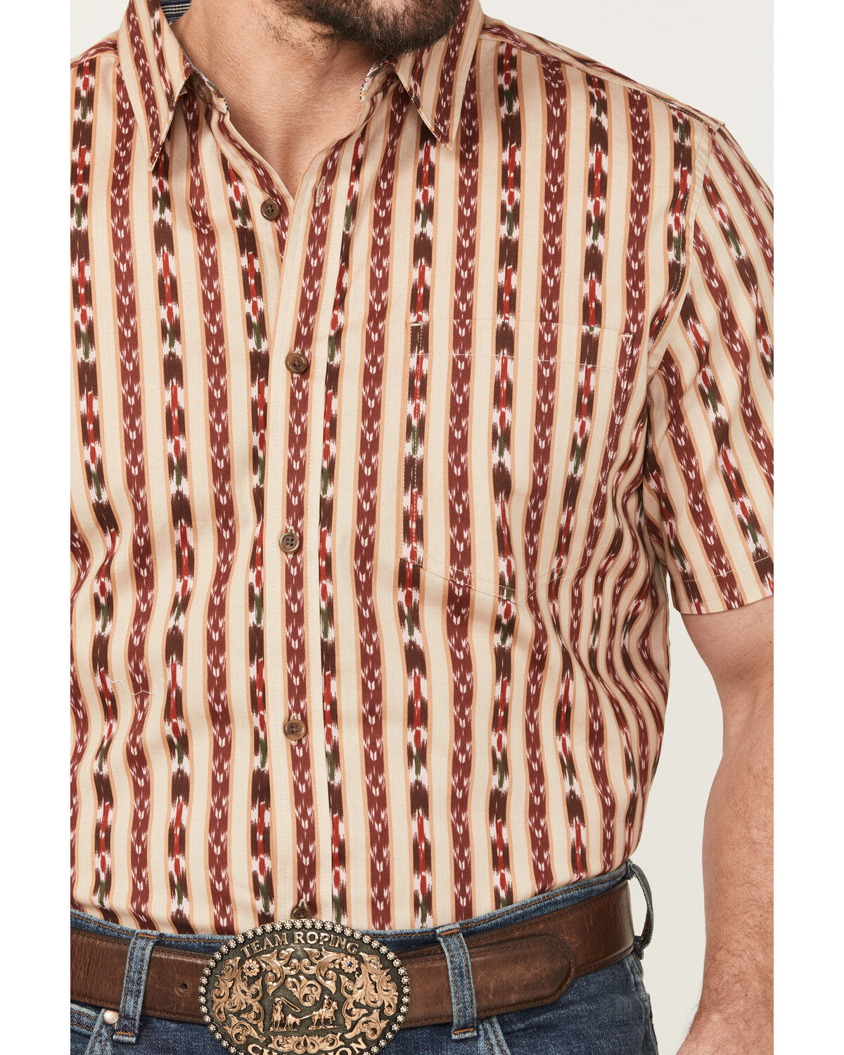 Product Name:  Cody James Men's Bridgestone Southwestern Striped Short Sleeve Button-Down Stretch Western Shirt