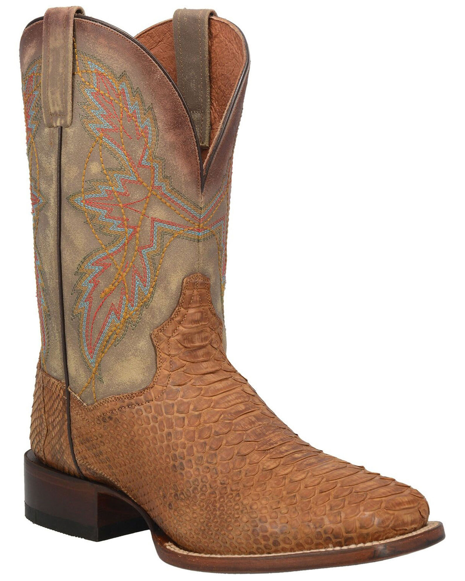 Image #1 - Dan Post Men's Dry Gulch Python Exotic Boots - Broad Square Toe, Tan, hi-res