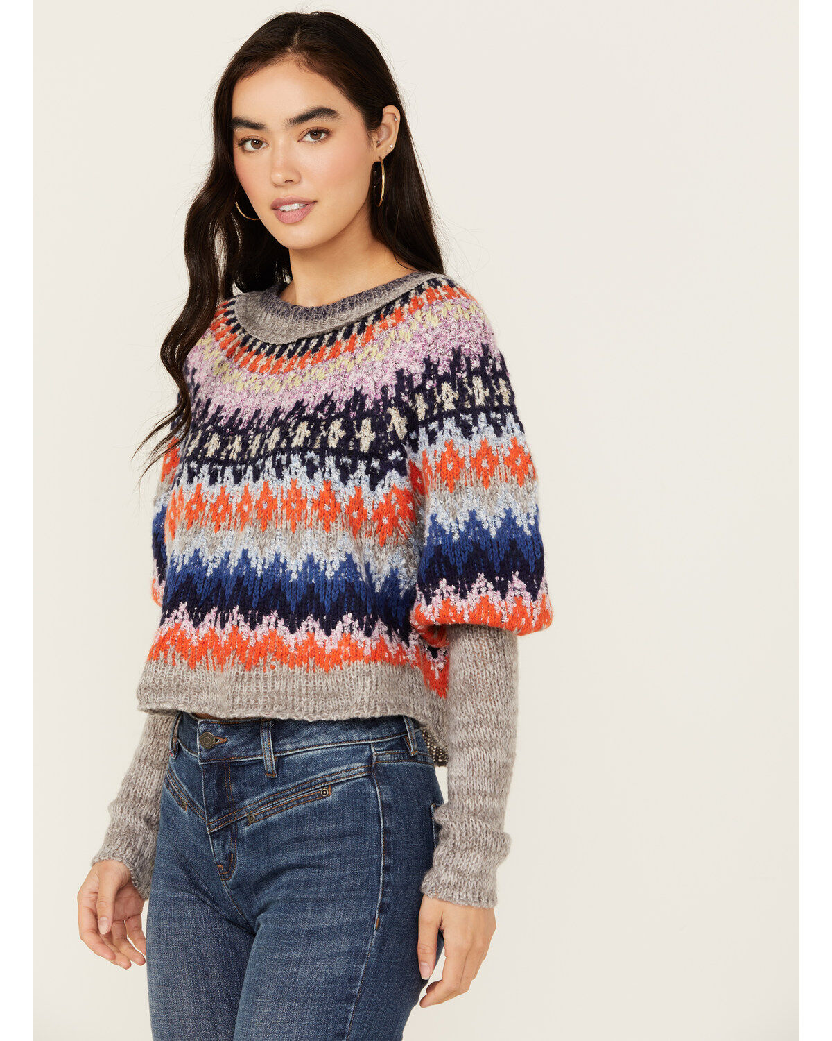 Image #2 - Free People Women's Home For The Holidays Sweater, Grey, hi-res
