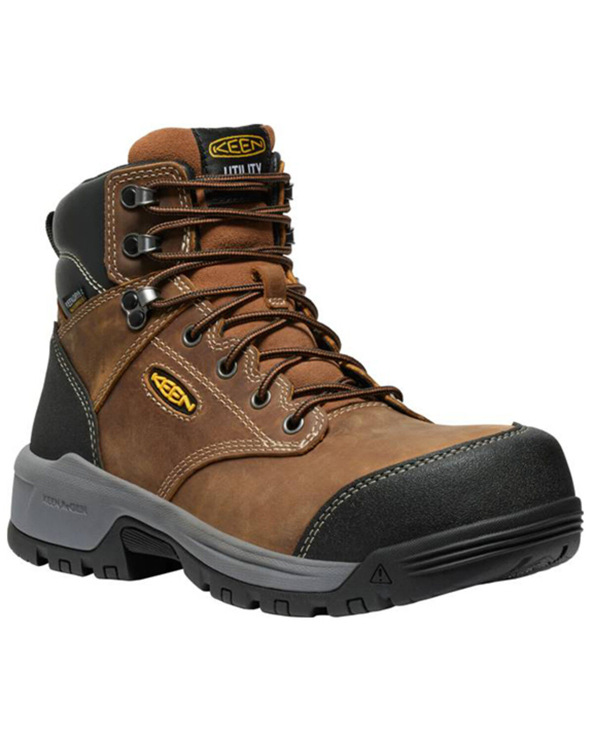 Image #1 - Keen Men's 6" Evanston Waterproof Work Boots - Carbon Toe, Black, hi-res