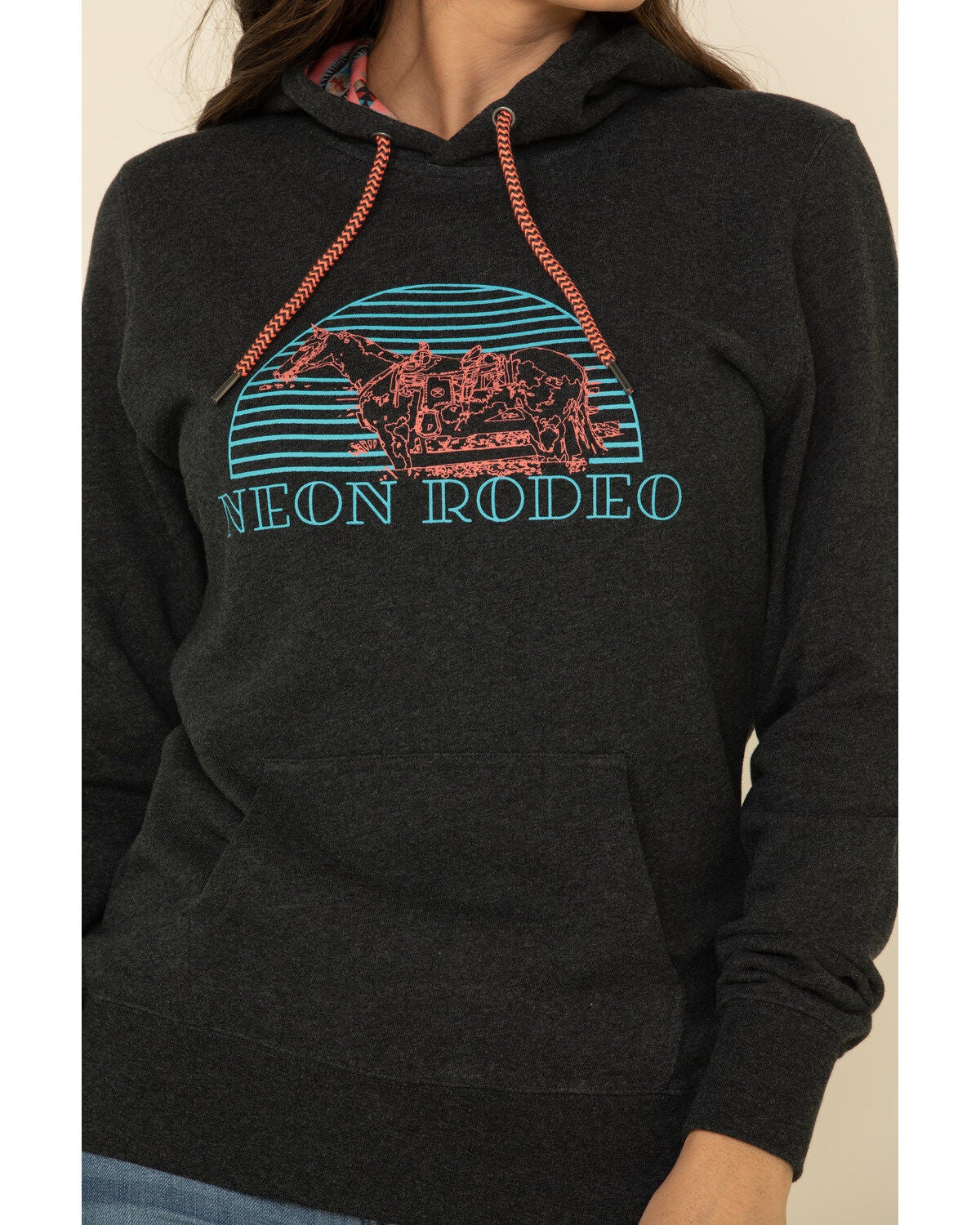 Hooey Women's Grey Neon Rodeo Hoodie Sweatshirt