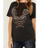 Image #3 - Affliction Women's Deep V Mesh Insert Short Sleeve Graphic Tee, Black, hi-res
