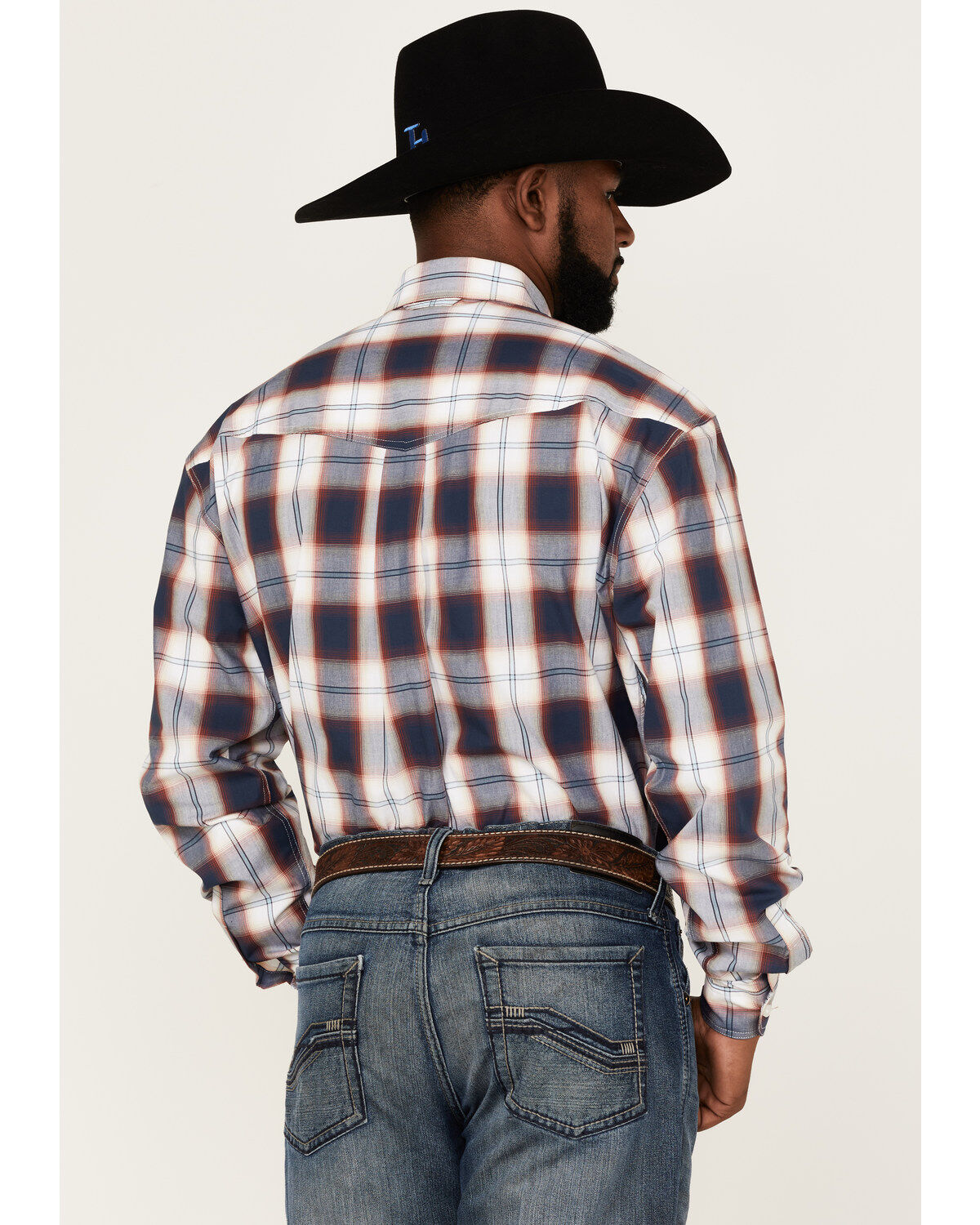 Image #4 - Roper Men's Liberty Bell Large Plaid Print Long Sleeve Button-Down Western Shirt, Blue, hi-res