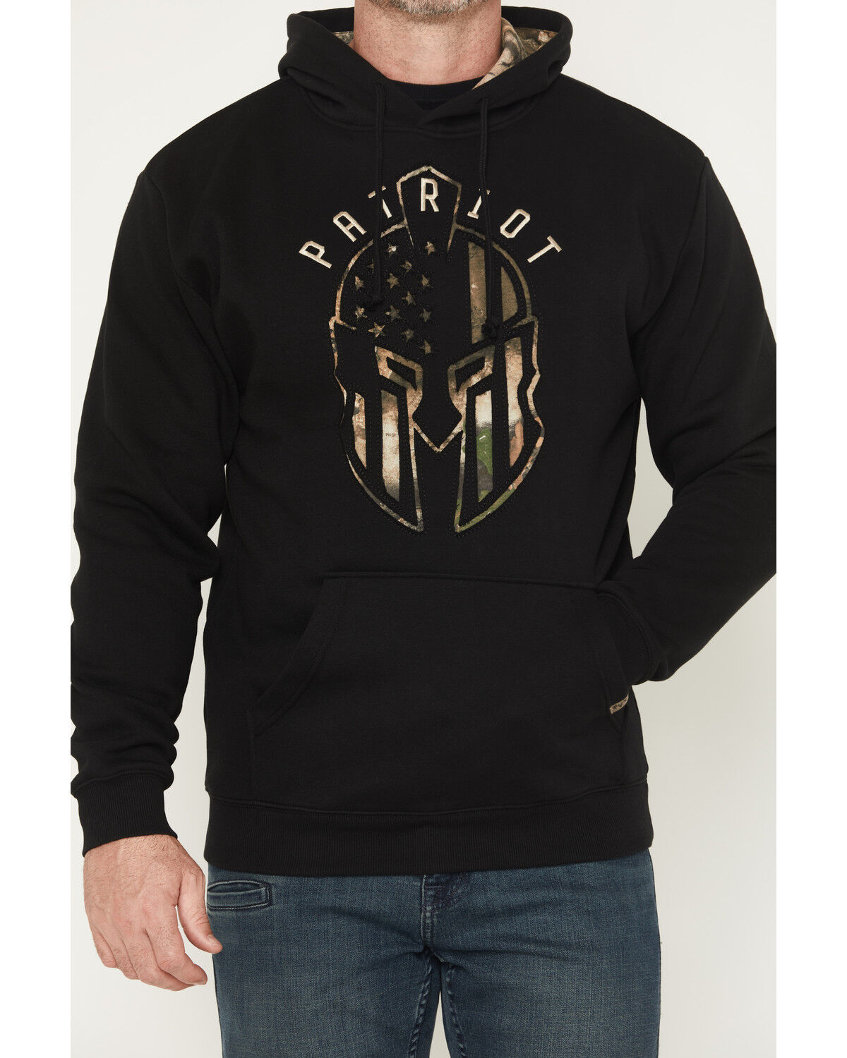 Image #3 - Buckwear Men's Camo Spartan Patriot Hooded Sweatshirt - Big, Black, hi-res