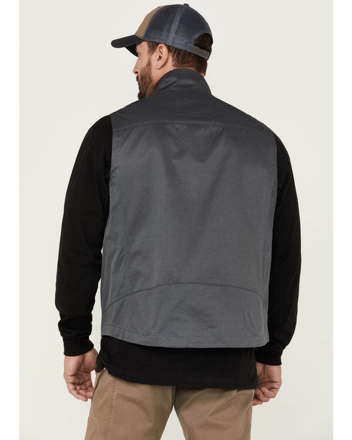 Image #4 - Brothers and Sons Men's Solid Baby Twill CC Zip-Front Vest, Charcoal, hi-res