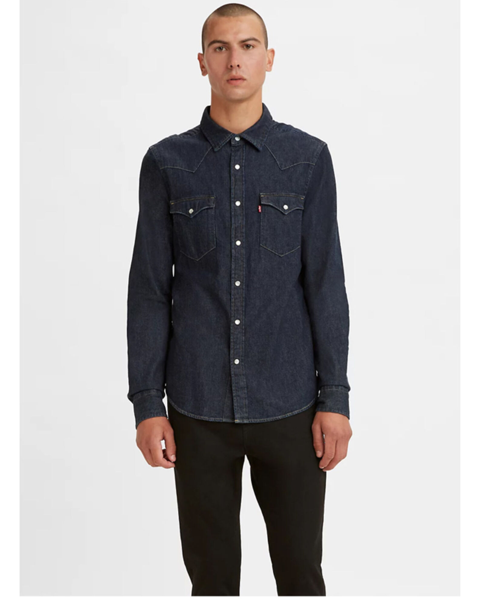 Levi s Men s Dark Rinse Original Denim Long Sleeve Snap Western
