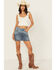 Image #1 - Levi's Women's Icon Medium Wash Two-Tone Denim Western Mini Skirt, Blue, hi-res