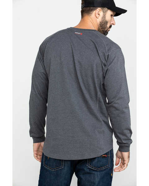 Image #2 - Ariat Men's FR Air Henley Long Sleeve Work Shirt , Charcoal, hi-res