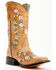 Image #1 - Corral Girls' Floral Embroidered Blacklight Western Boots - Square Toe, Honey, hi-res