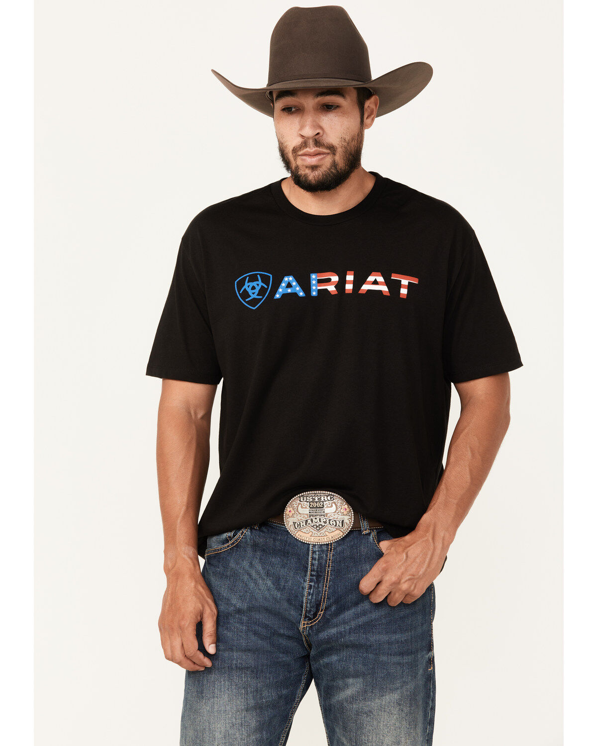 Image #1 - Ariat Men's Wordmark Short Sleeve Graphic T-Shirt, , hi-res
