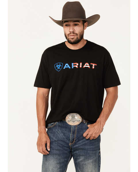 Ariat Men's Wordmark Short Sleeve Graphic T-Shirt , Black, hi-res